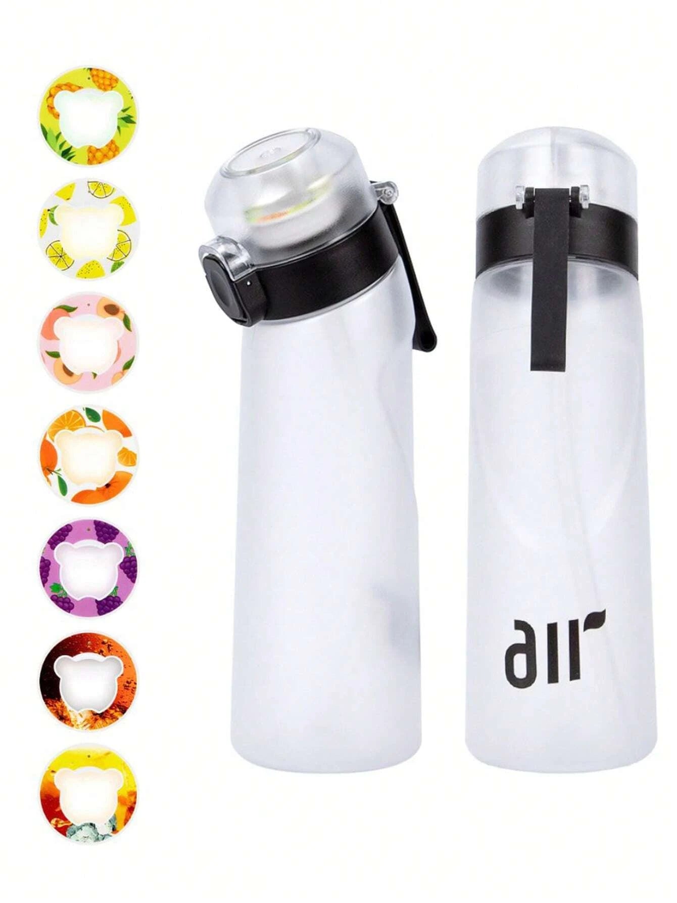 1Bouteille d’Eau Portable avec Capsules Saveur – Transparente, Anti-Fuite, avec Paille – Parfaite pour le Sport et l’Outdoor