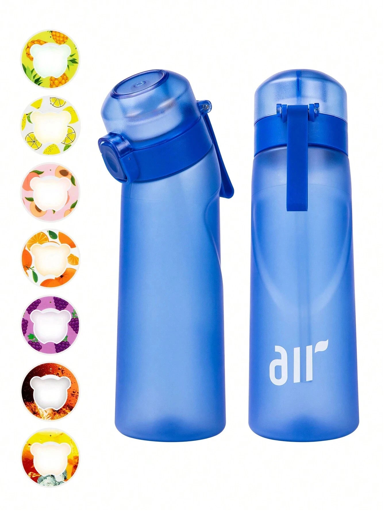 1Bouteille d’Eau Portable avec Capsules Saveur – Transparente, Anti-Fuite, avec Paille – Parfaite pour le Sport et l’Outdoor